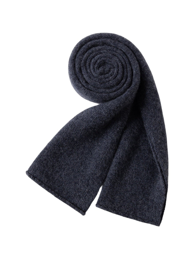 Écharpe femme hiver cachemire et laide douce chaude, longue écharpe tricotée, couleur unie, accessoire hiver, cadeau chic, modèle Gana - Écharpe - Gris foncé