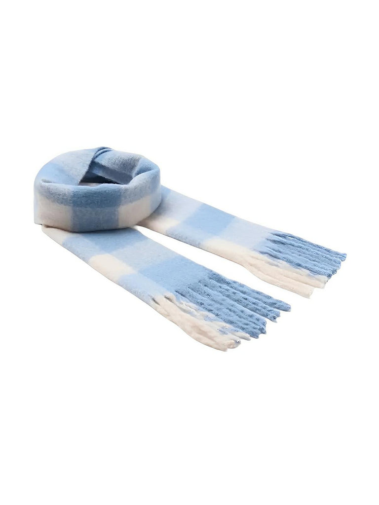 Écharpe femme mohair, plaid multicolore pastel, châle doux hiver, écharpe longue chaude, à franges, modèle Madia - Écharpe - Style 4