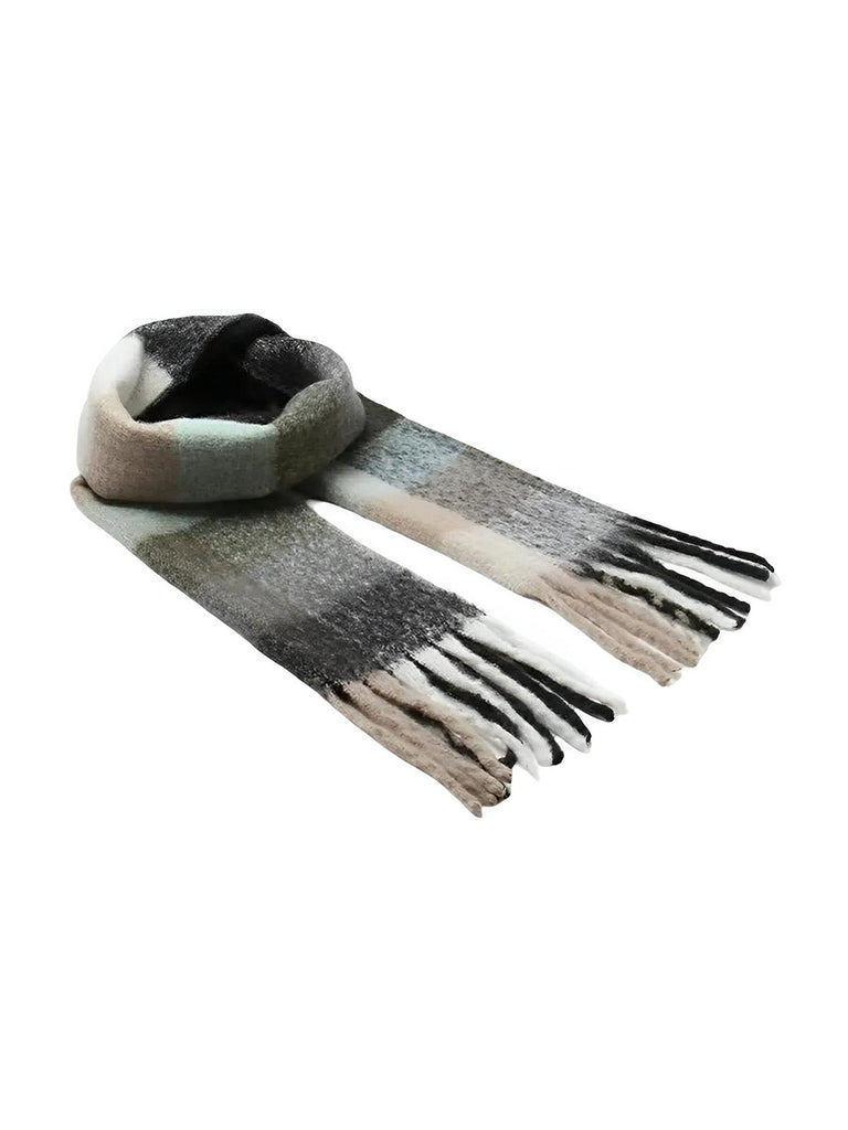Écharpe femme mohair, plaid multicolore pastel, châle doux hiver, écharpe longue chaude, à franges, modèle Madia - Écharpe - Style 6