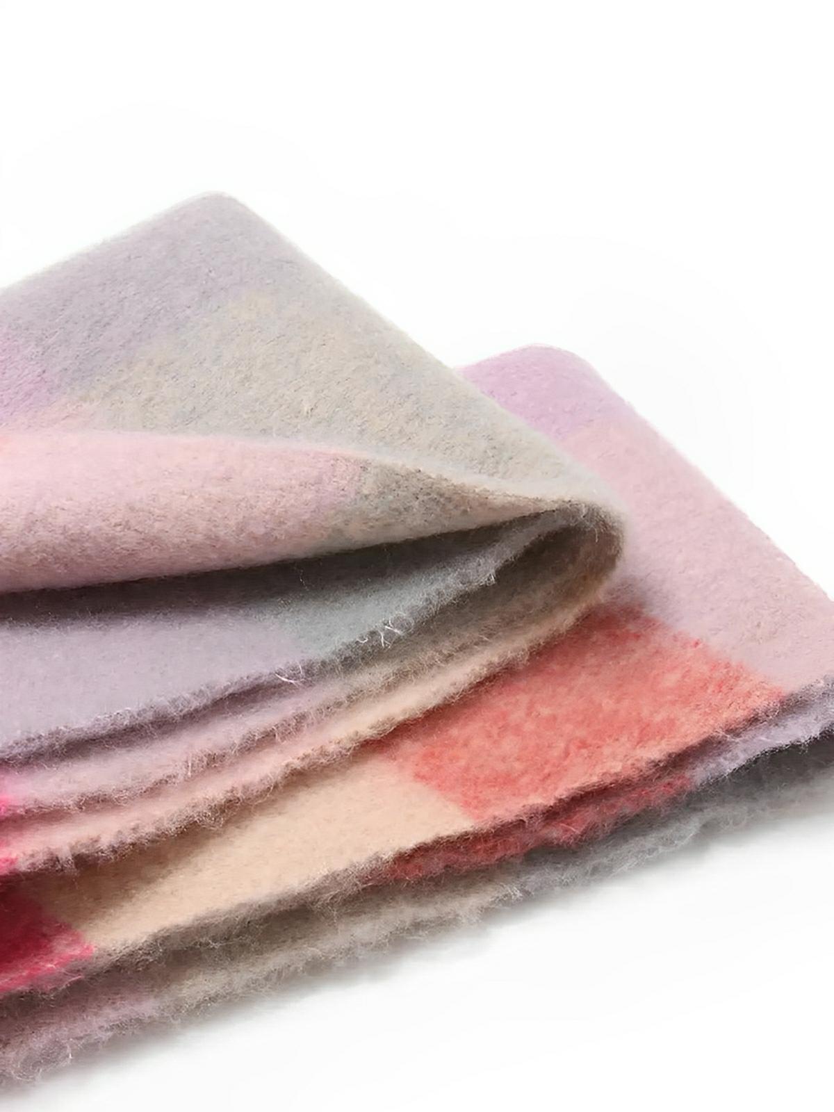 Écharpe femme mohair, plaid multicolore pastel, châle doux hiver, écharpe longue chaude, à franges, modèle Madia - Écharpe - Multicolore