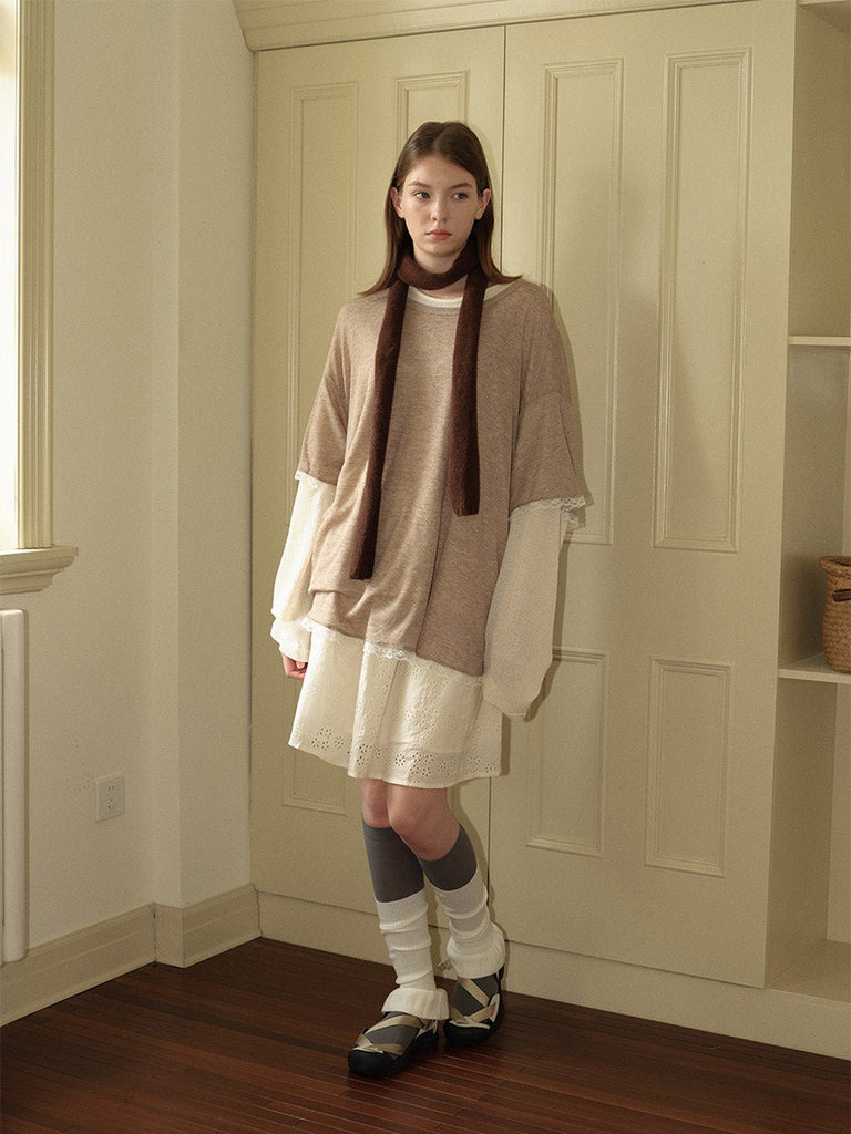 Écharpe fine en pure laine, toucher doux, format étroit, chaude et légère, style minimaliste, hiver 2024, plusieurs coloris, modèle Estelle - Écharpe - Marron