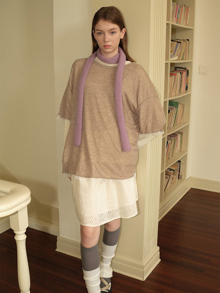 Écharpe fine en pure laine, toucher doux, format étroit, chaude et légère, style minimaliste, hiver 2024, plusieurs coloris, modèle Estelle - Écharpe - Lavande