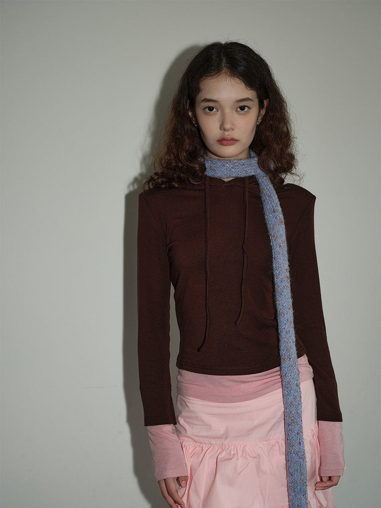 Écharpe fine femme hiver, tricotée à la main, longue et étroite, toucher doux, coloris pastel chiné, accessoire chaud et léger, modèle Icy - Écharpe - Bleu