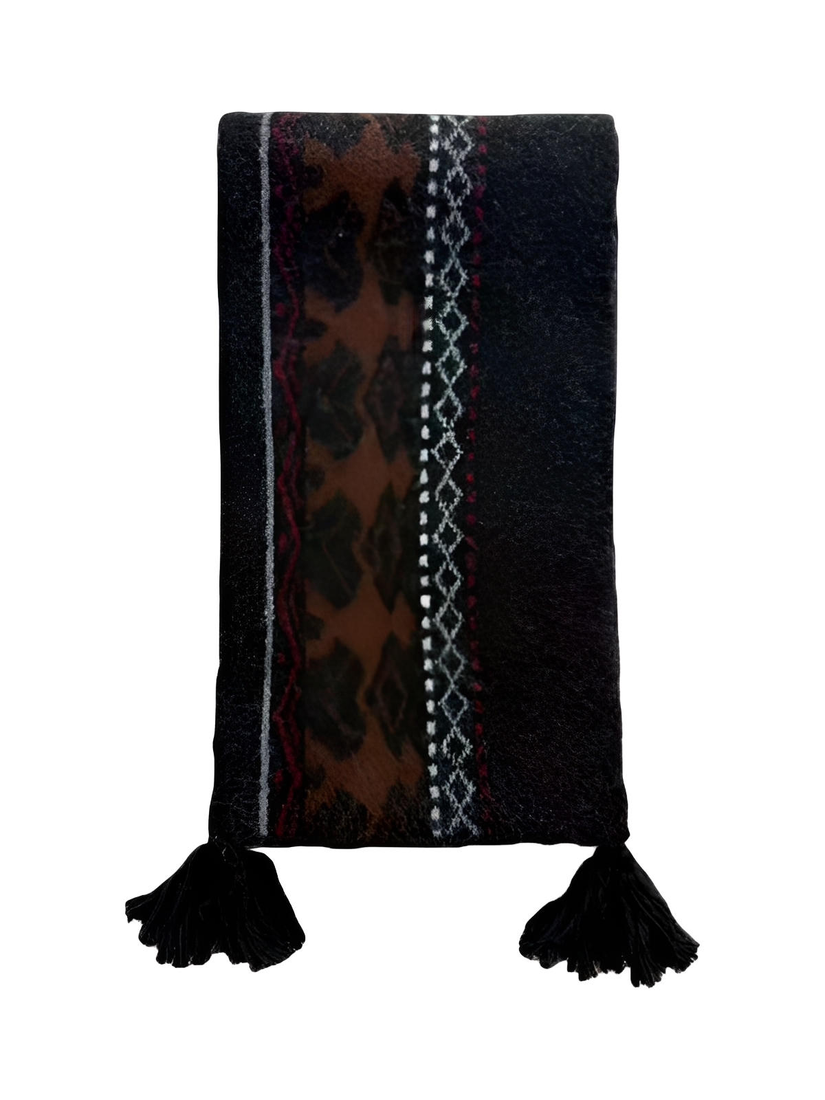 Sciarpa grafica con pompon, maglia morbida e calda, ispirazione rétro invernale, unisex, stile nordico contemporaneo, modello Jasmine