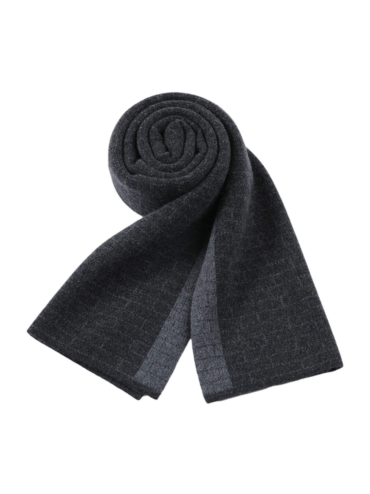 Écharpe homme 100% cachemire, noire et grise, douce et chaude, look business hivernal, design bicolore raffiné, modèle Baptiste - Écharpe - Gris foncé