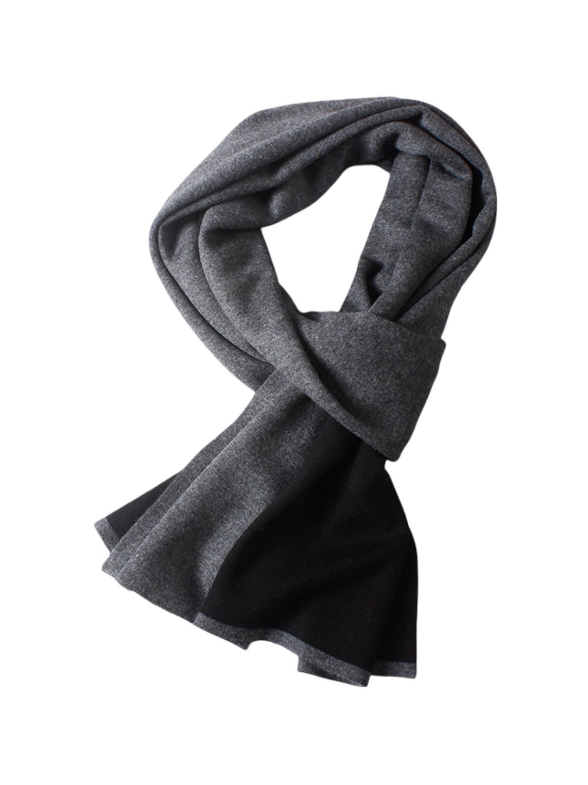 Écharpe homme hiver, cachemire doux, noir et gris double face, design minimal, grand format chaud, modèle Théo - Écharpe - Gris foncé