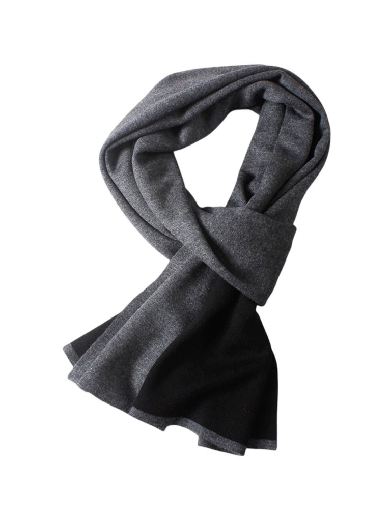 Écharpe homme hiver, cachemire doux, noir et gris double face, design minimal, grand format chaud, modèle Théo - Écharpe - Gris foncé