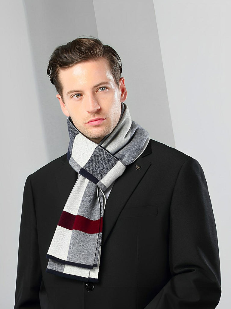 Écharpe homme pure laine, carreaux chic hiver, écharpe chaude longue, style urbain moderne, écharpe douce chaude, modèle Aymeric - Écharpe - Style 1