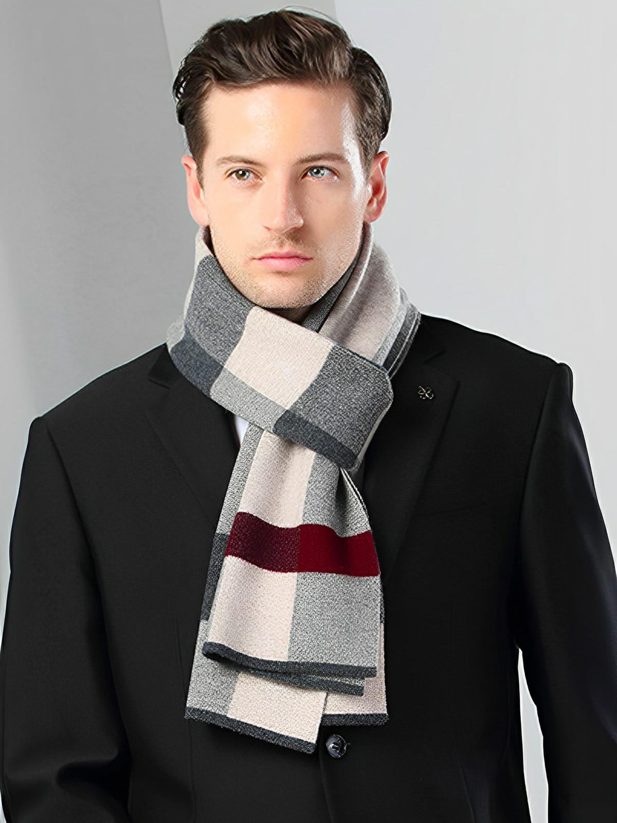 Écharpe homme pure laine, carreaux chic hiver, écharpe chaude longue, style urbain moderne, écharpe douce chaude, modèle Aymeric - Écharpe - Style 1