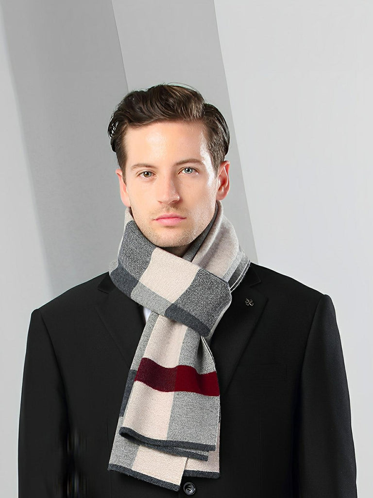 Écharpe homme pure laine, carreaux chic hiver, écharpe chaude longue, style urbain moderne, écharpe douce chaude, modèle Aymeric - Écharpe - Style 1