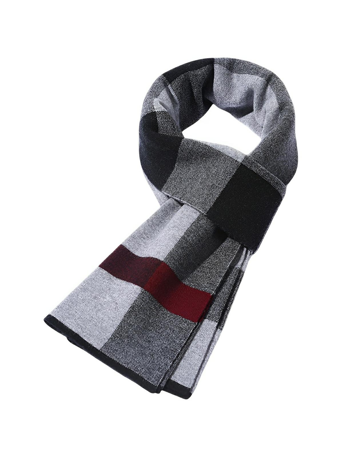 Écharpe homme pure laine, carreaux chic hiver, écharpe chaude longue, style urbain moderne, écharpe douce chaude, modèle Aymeric - Écharpe - Style 3