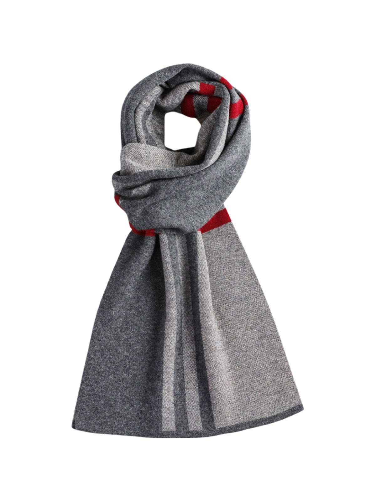 Écharpe homme pure laine, design à rayures modernes, chaude hiver, toucher doux, idéale costume ou manteau, cadeau masculin raffiné, modèle Timéo - Écharpe - Gris