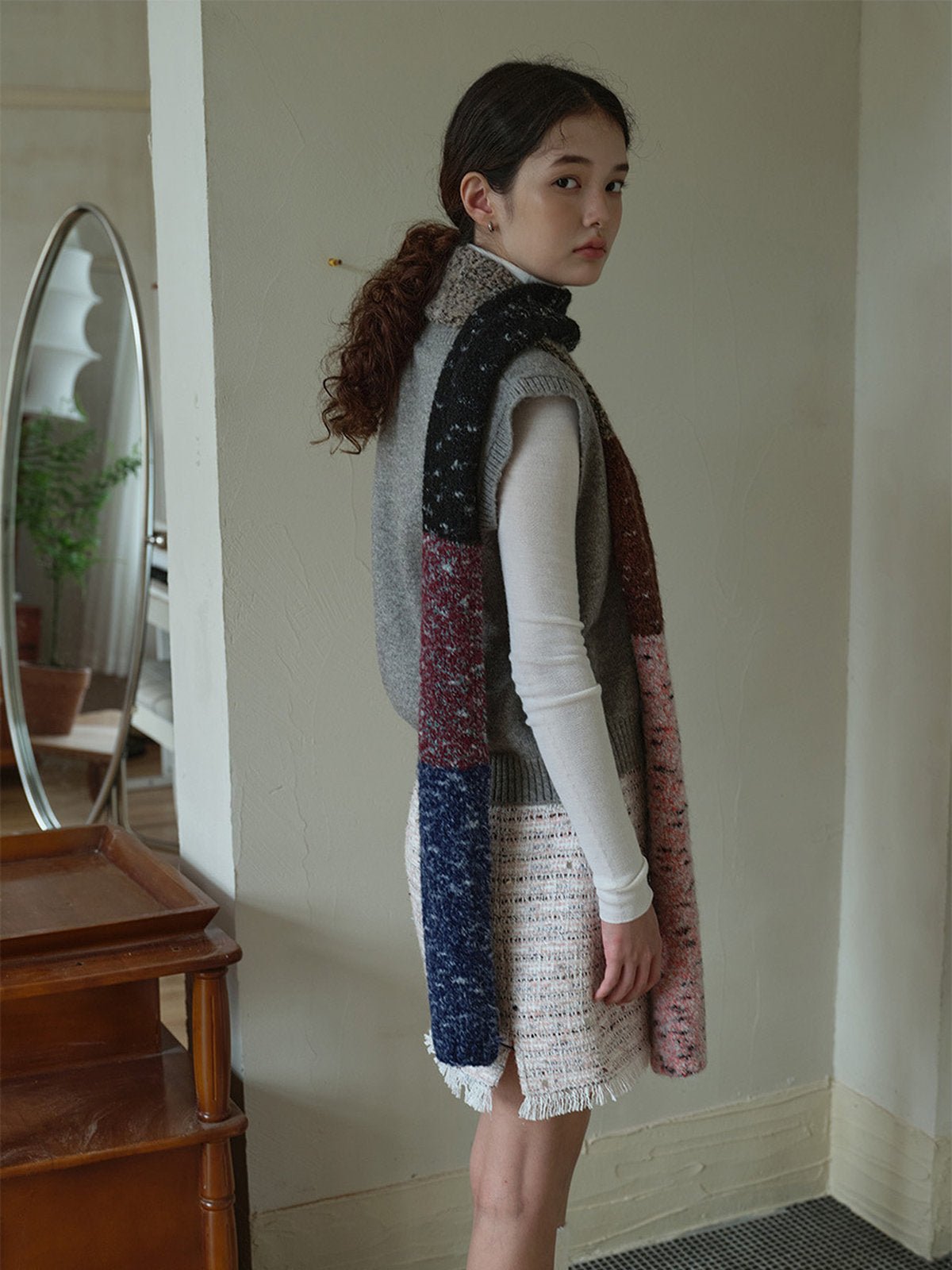 Écharpe longue patchwork, écharpe hiver femme, écharpe douce multicolore, écharpe tricotée chaude, écharpe à motifs colorés, modèle Récha - Écharpe - Multicolore