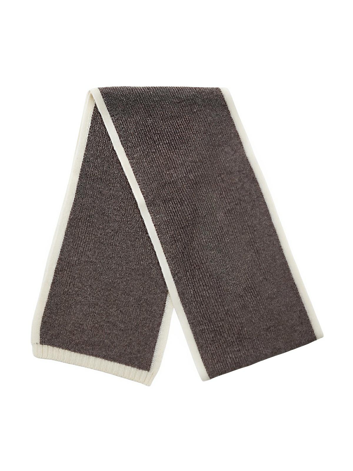 Écharpe pour femme, hiver 100% laine, douce et chaude, tricotée fine, unie bord contrasté, modèle Lancasta - Écharpe - Taupe