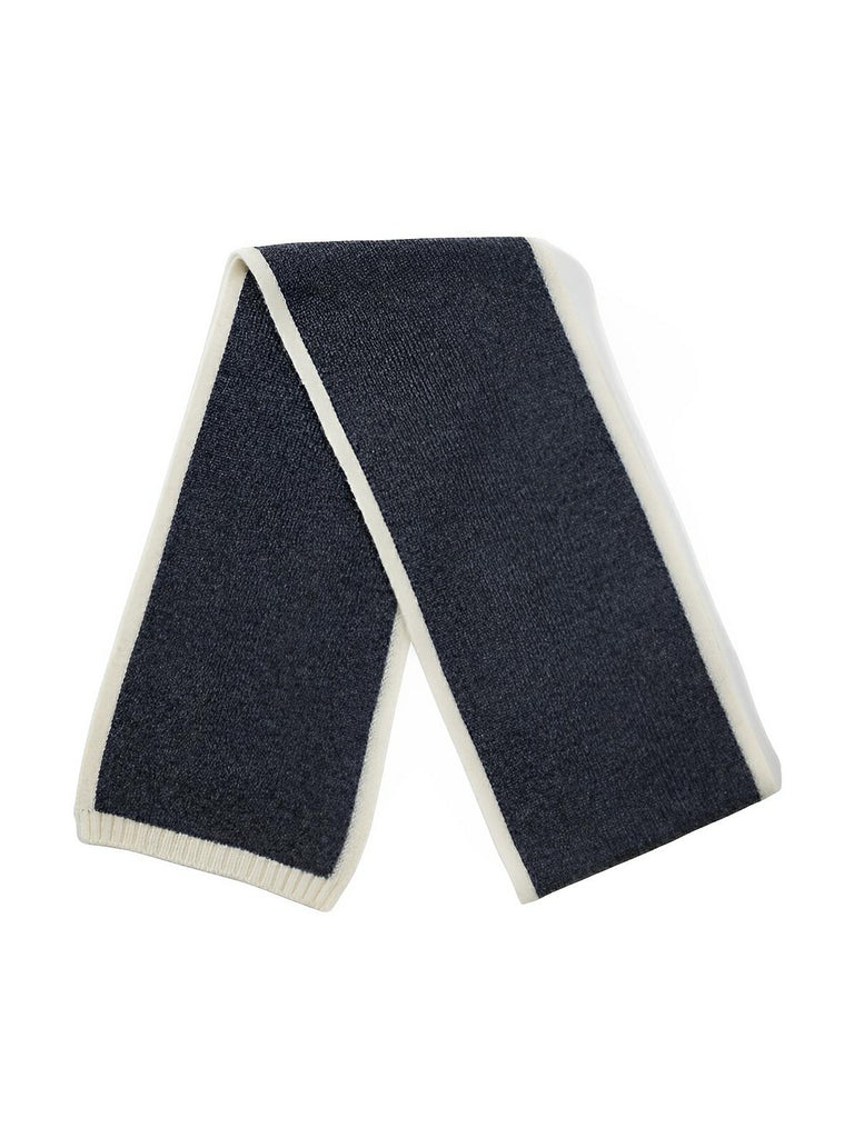 Écharpe pour femme, hiver 100% laine, douce et chaude, tricotée fine, unie bord contrasté, modèle Lancasta - Écharpe - Gris foncé