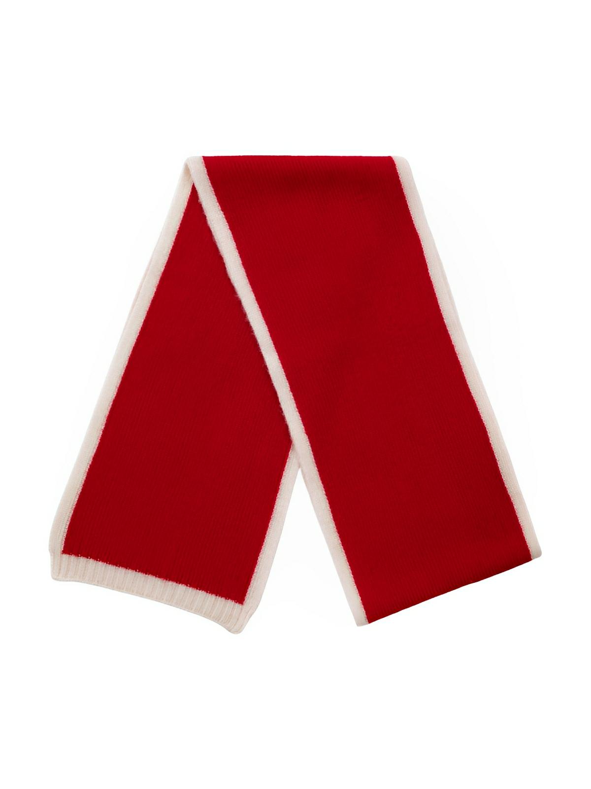 Écharpe pour femme, hiver 100% laine, douce et chaude, tricotée fine, unie bord contrasté, modèle Lancasta - Écharpe - Rouge