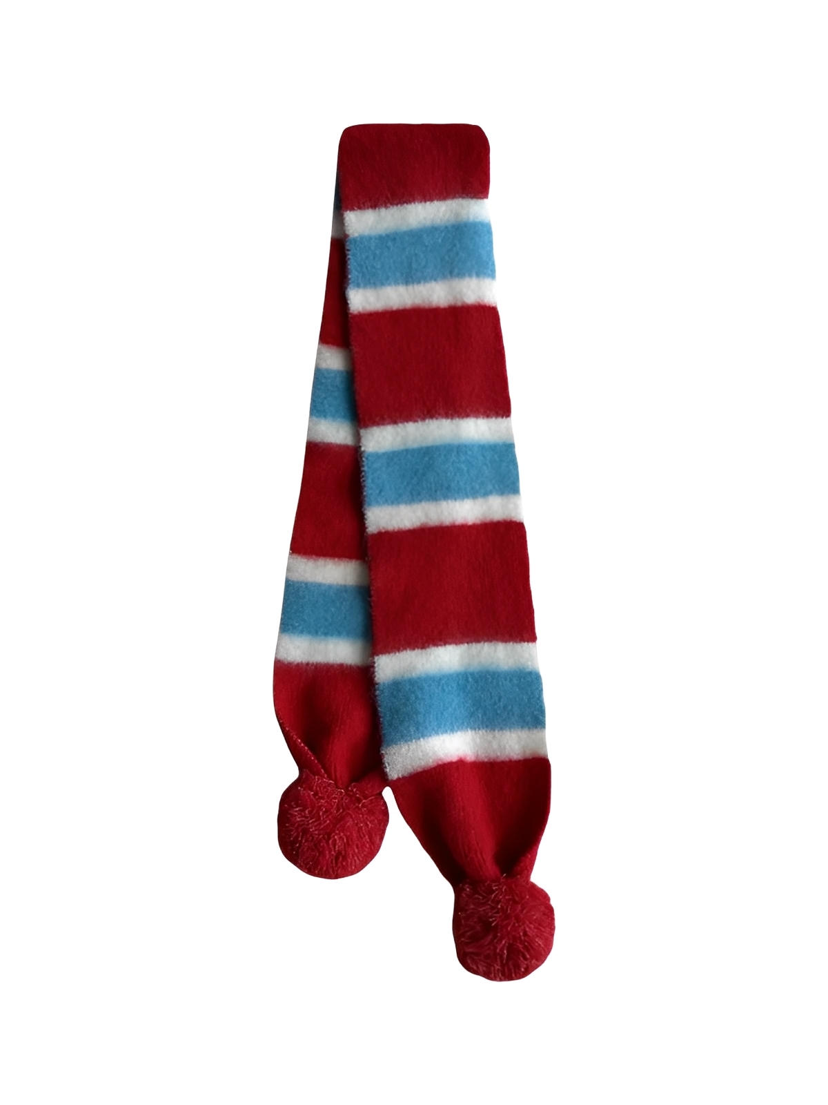 Sciarpa tricolore con pompon, morbida e calda, look rétro colorato, inverno di stile, ideale per le sovrapposizioni, perfetta per il freddo, modello Tafine