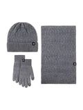 Ensemble hiver trois pièces, bonnet chaud doublé, écharpe douce longue, gants tactiles confortables, tricot effet relief, plusieurs couleurs disponibles, modèle Gastin - Écharpe - Gris