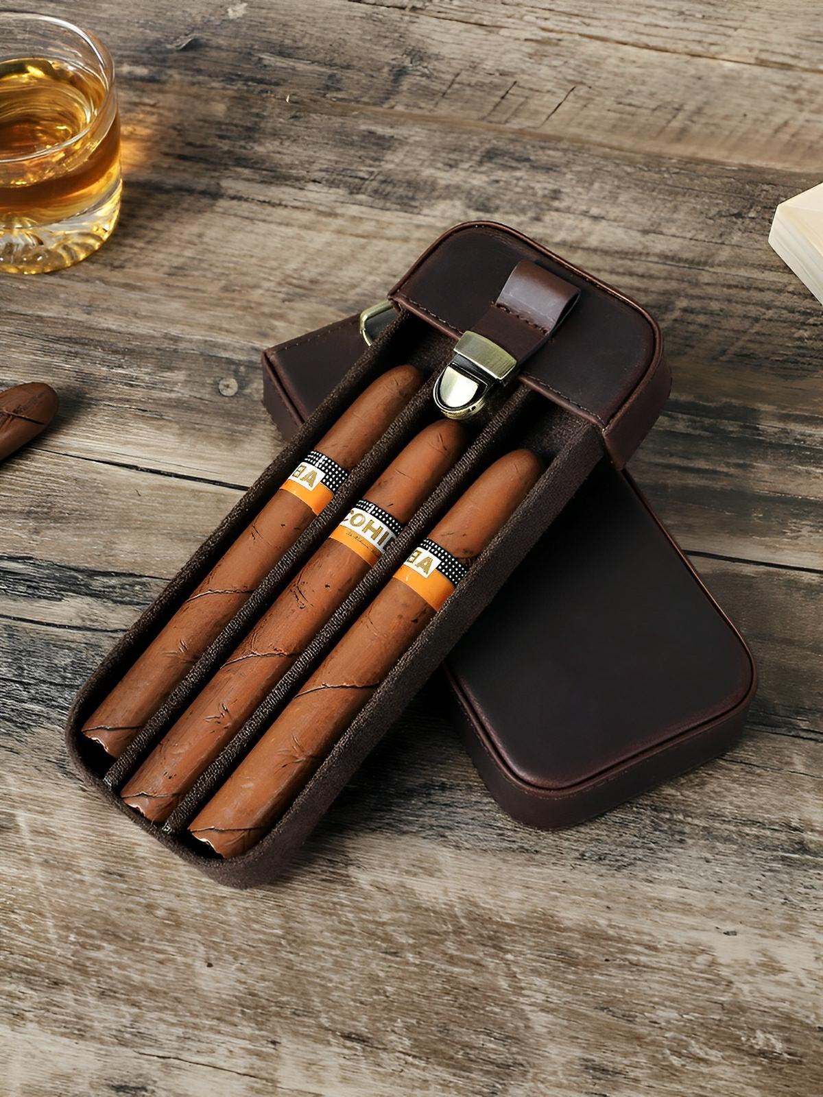 Étui à cigares, en cuir, forte de caractère, modèle Ingelbert - Coffret - Café