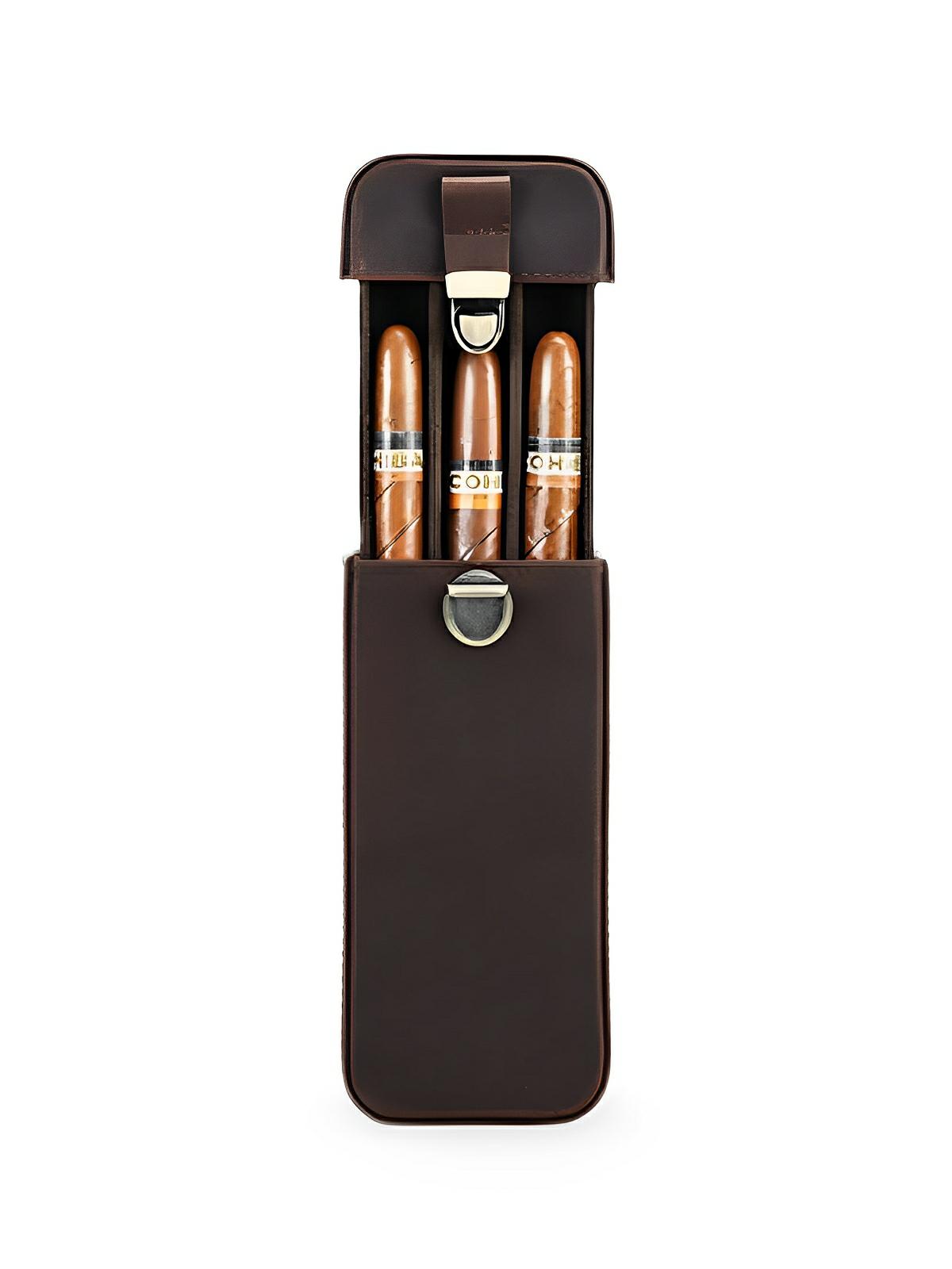 Étui à cigares, en cuir, forte de caractère, modèle Ingelbert - Coffret - Café