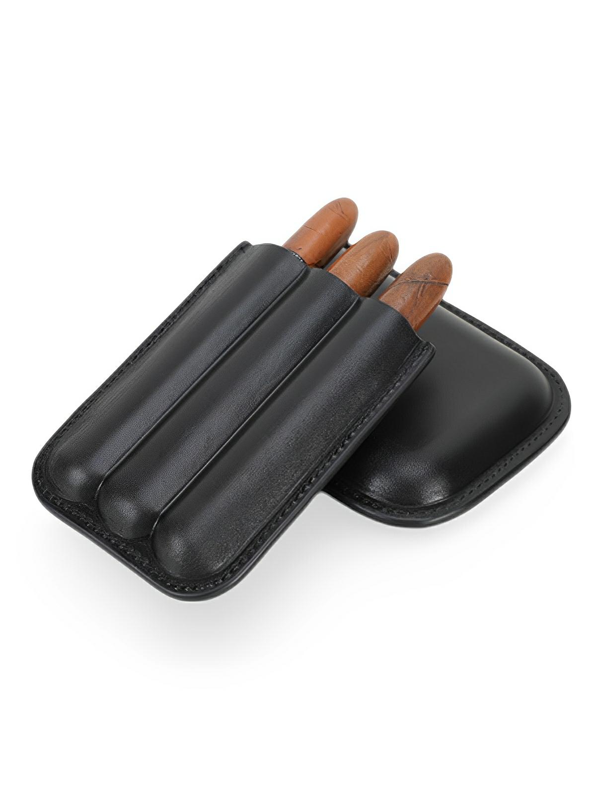 Étui à cigares, en cuir, idéal à transporter, format compact modèle Méliton - Coffret - Noir