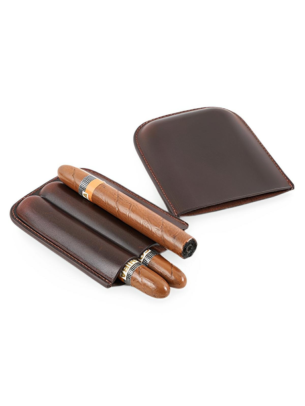 Étui à cigares, en cuir, idéal à transporter, format compact modèle Méliton - Coffret - Café