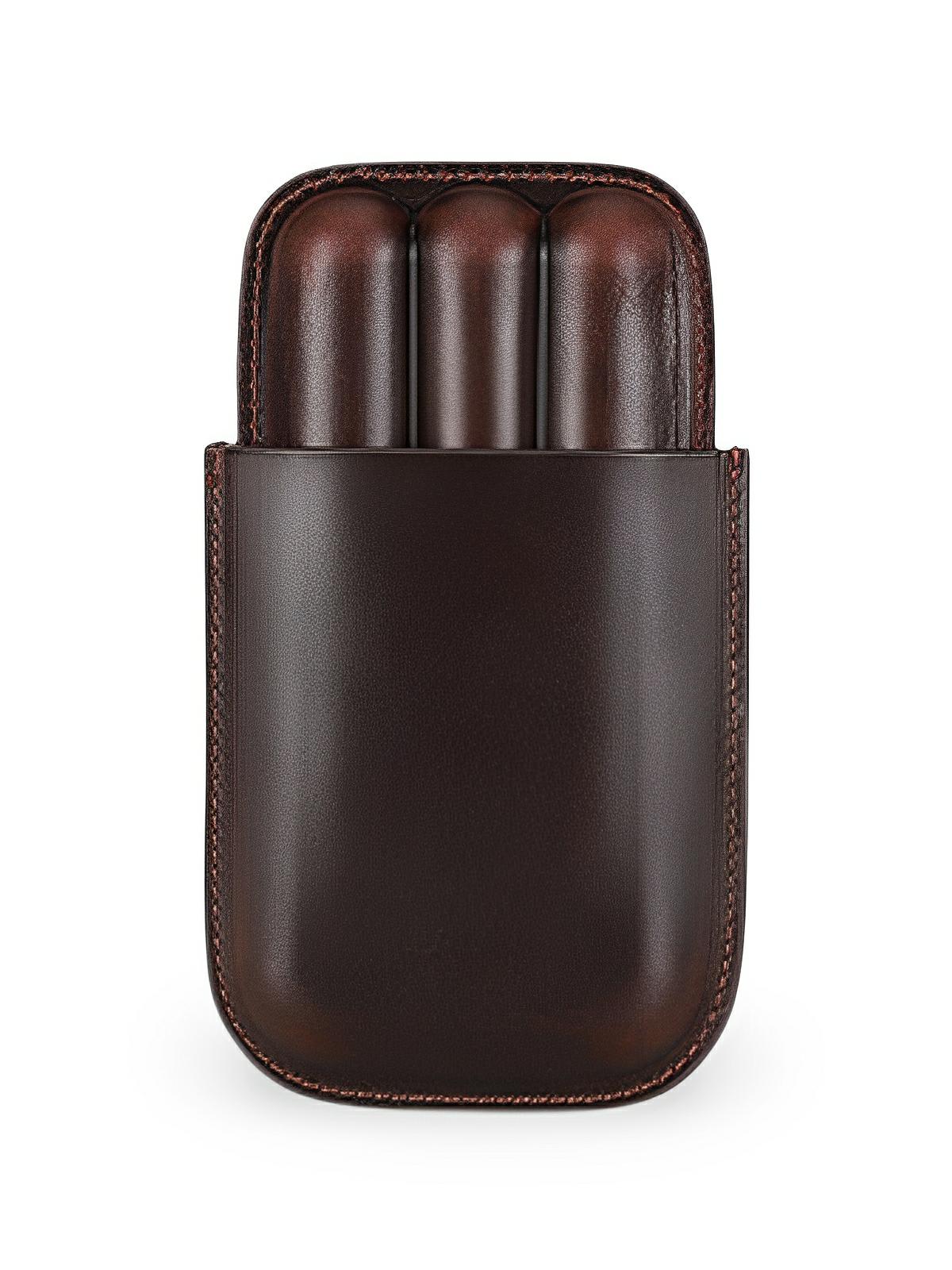 Étui à cigares, en cuir, idéal à transporter, format compact modèle Méliton - Coffret - Café