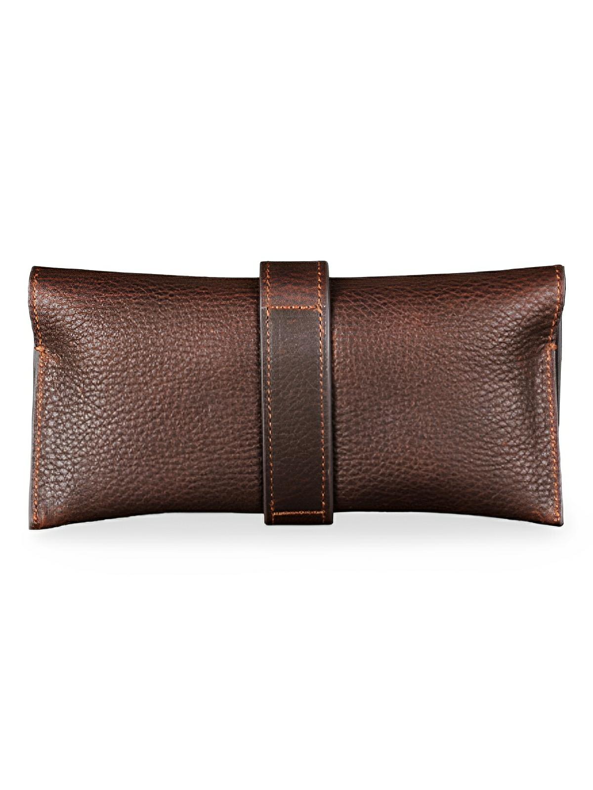 Étui à lunettes, en cuir, subtil et authentique, modèle Aymon - Coffret - Café