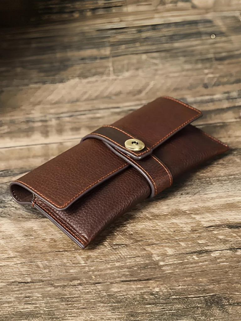 Étui à lunettes, en cuir, subtil et authentique, modèle Aymon - Coffret - Café