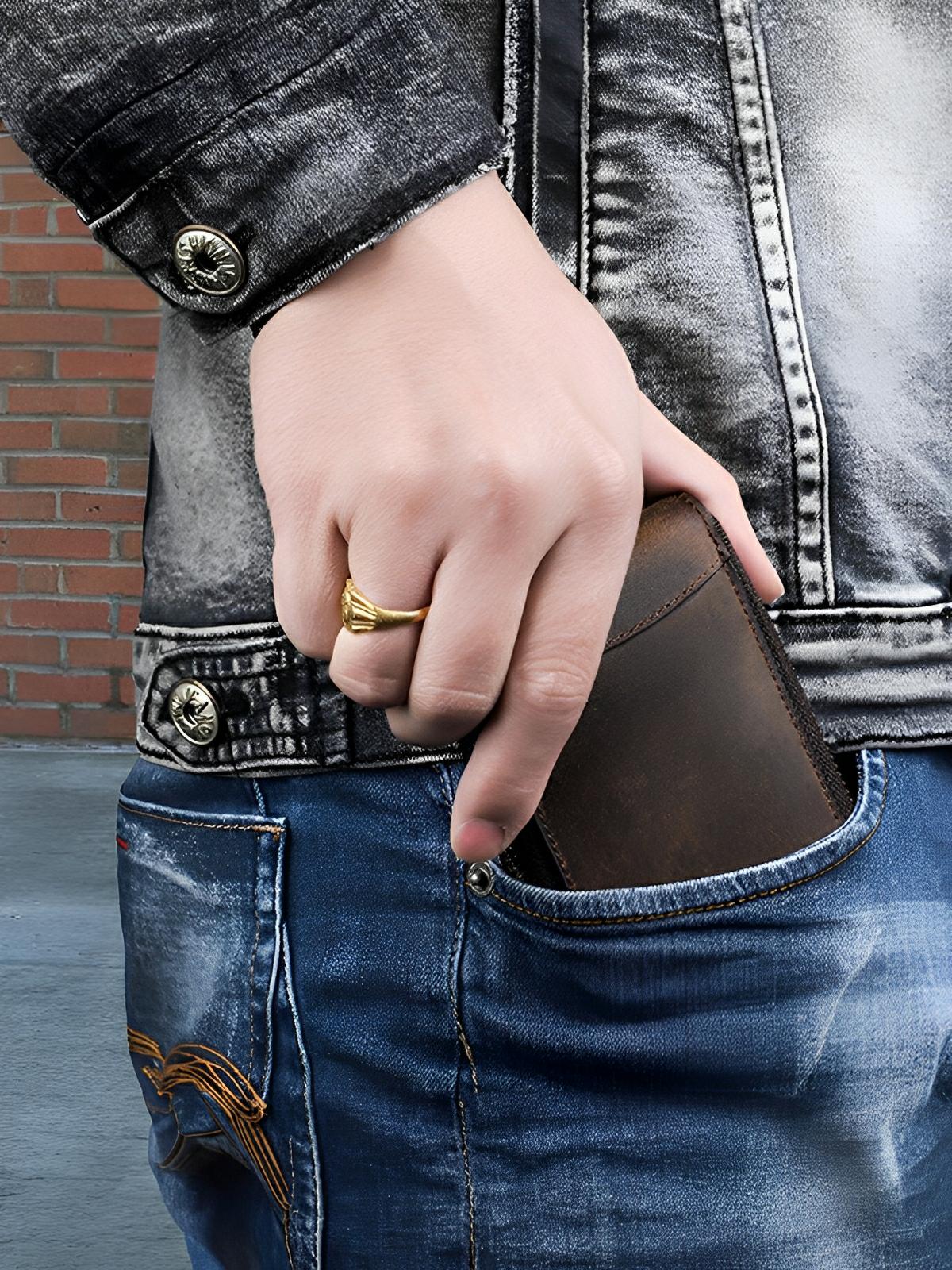 Étui à montres, en cuir, à une capacité, porte - carte intégré, modèle Crispin - Coffret - Café