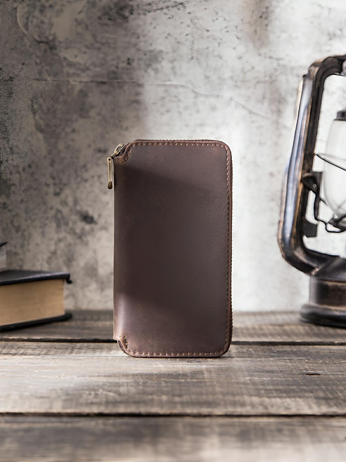Étui à montres, en cuir, double emplacement, modèle Ansel - Coffret - Café
