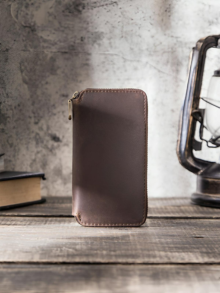 Étui à montres, en cuir, double emplacement, modèle Ansel - Coffret - Café