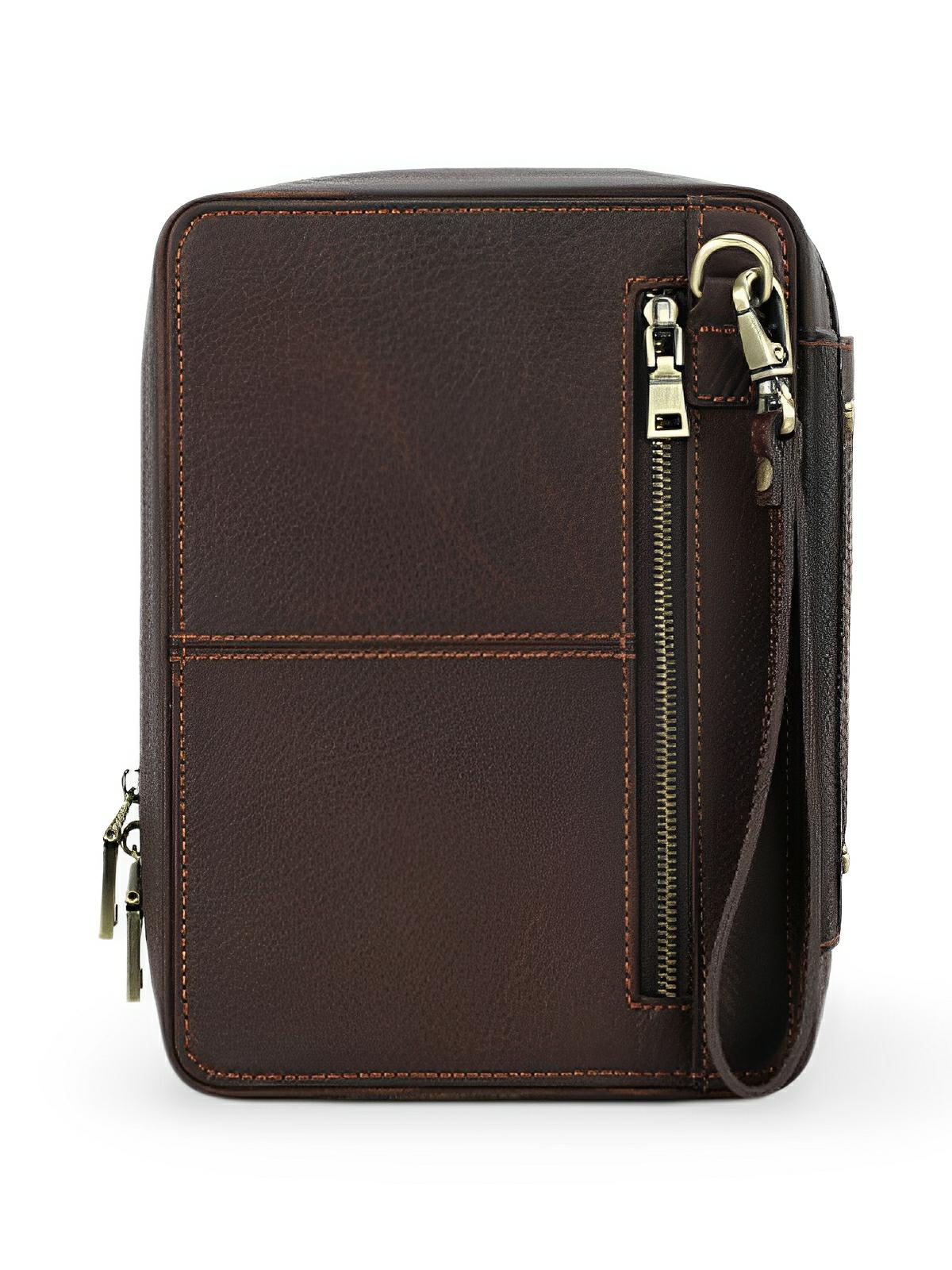 Étui à pipe, en cuir, nombreux rangements, accessoire pour fumeur, modèle Adraste - Coffret - Café