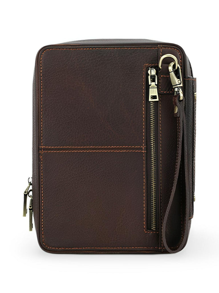 Étui à pipe, en cuir, nombreux rangements, accessoire pour fumeur, modèle Adraste - Coffret - Café