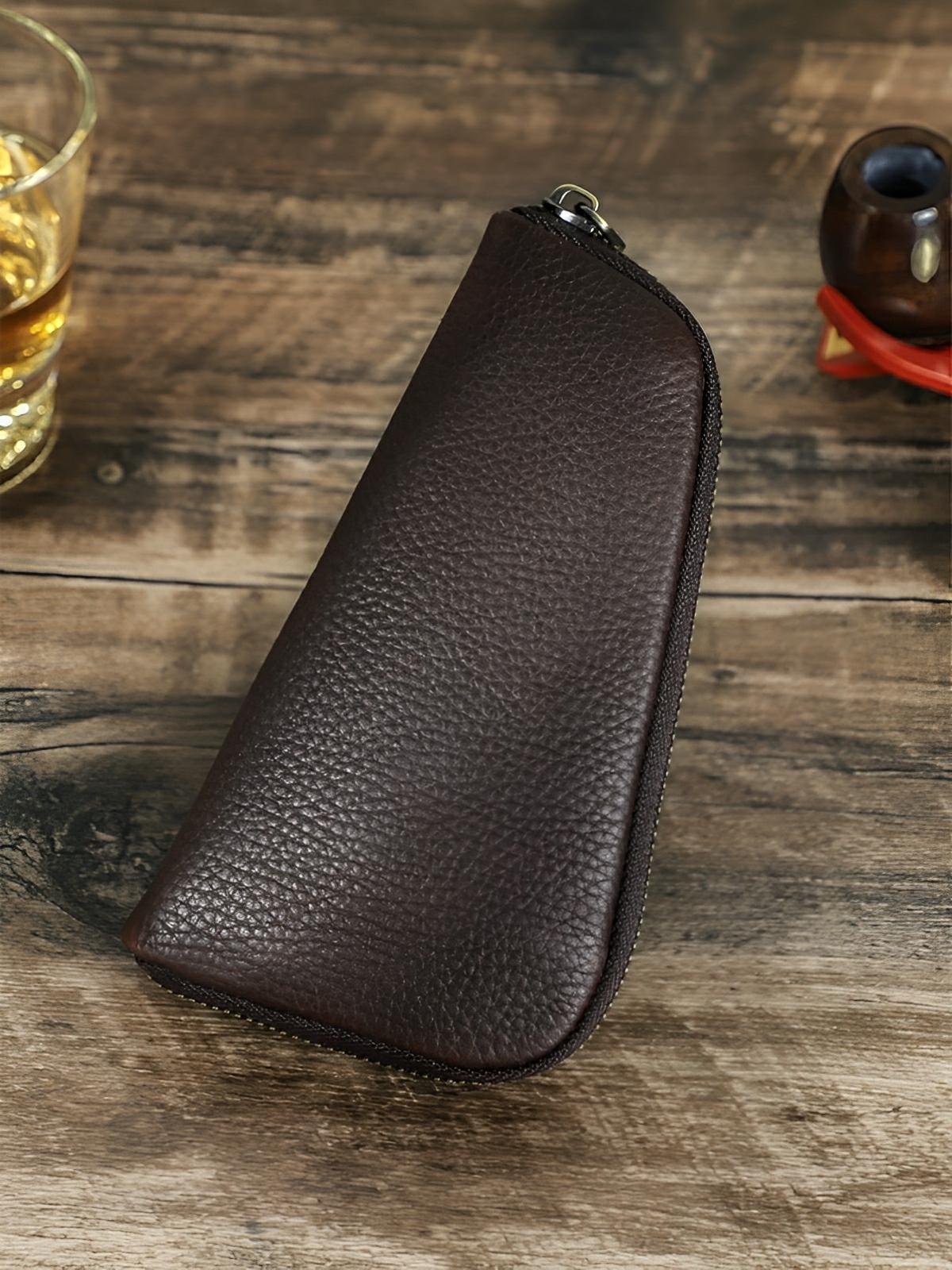 Étui à pipe, en cuir, pratique et durable, modèle Porphyre - Coffret - Marron