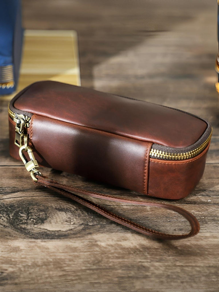 Étui à pipe, en cuir, raffiné et organisé, modèle Riquier - Coffret - Café