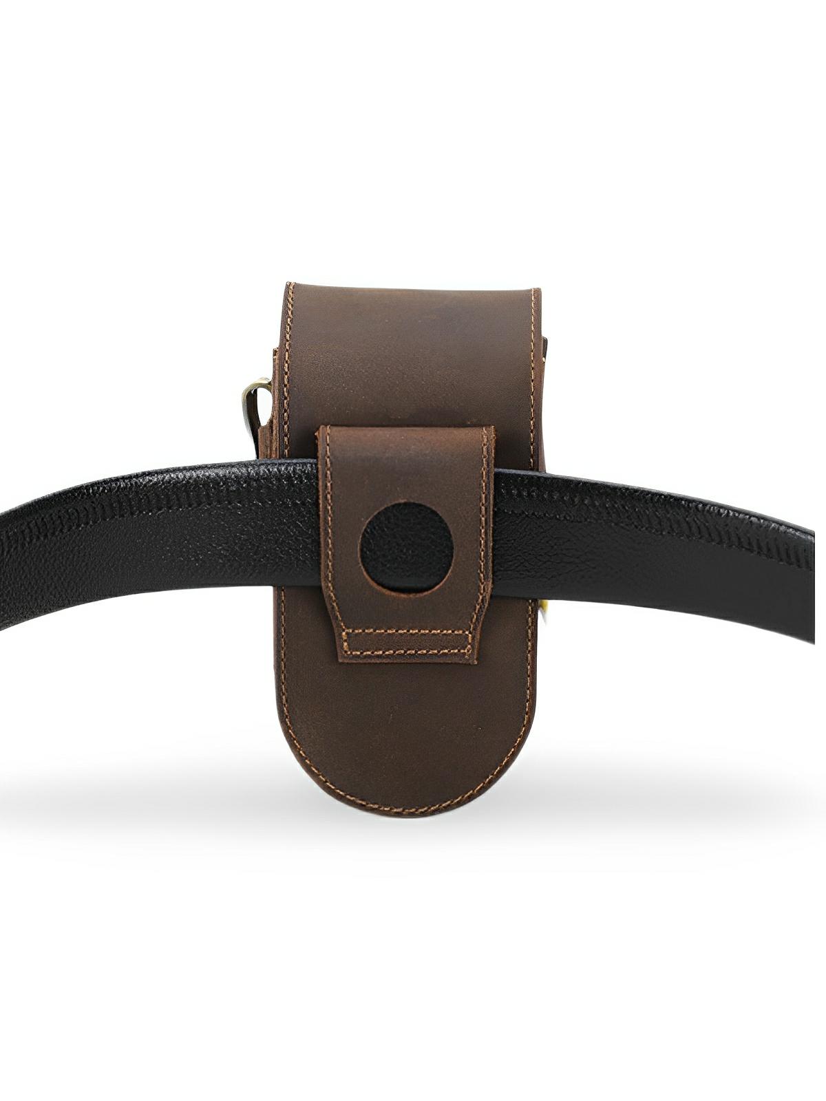 Étui pour balles de golf et tees, en cuir, portable à la ceinture, modèle Amarant - Coffret - Café