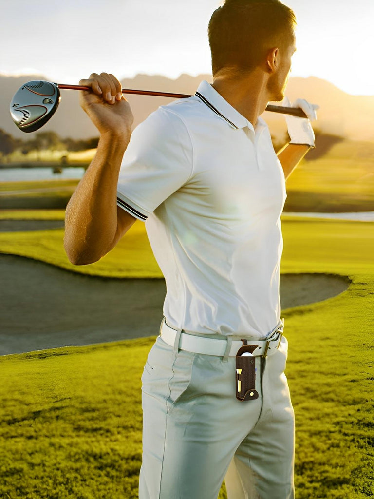 Étui pour balles de golf et tees, en cuir, transportable partout, modèle Clodion - Coffret - Café