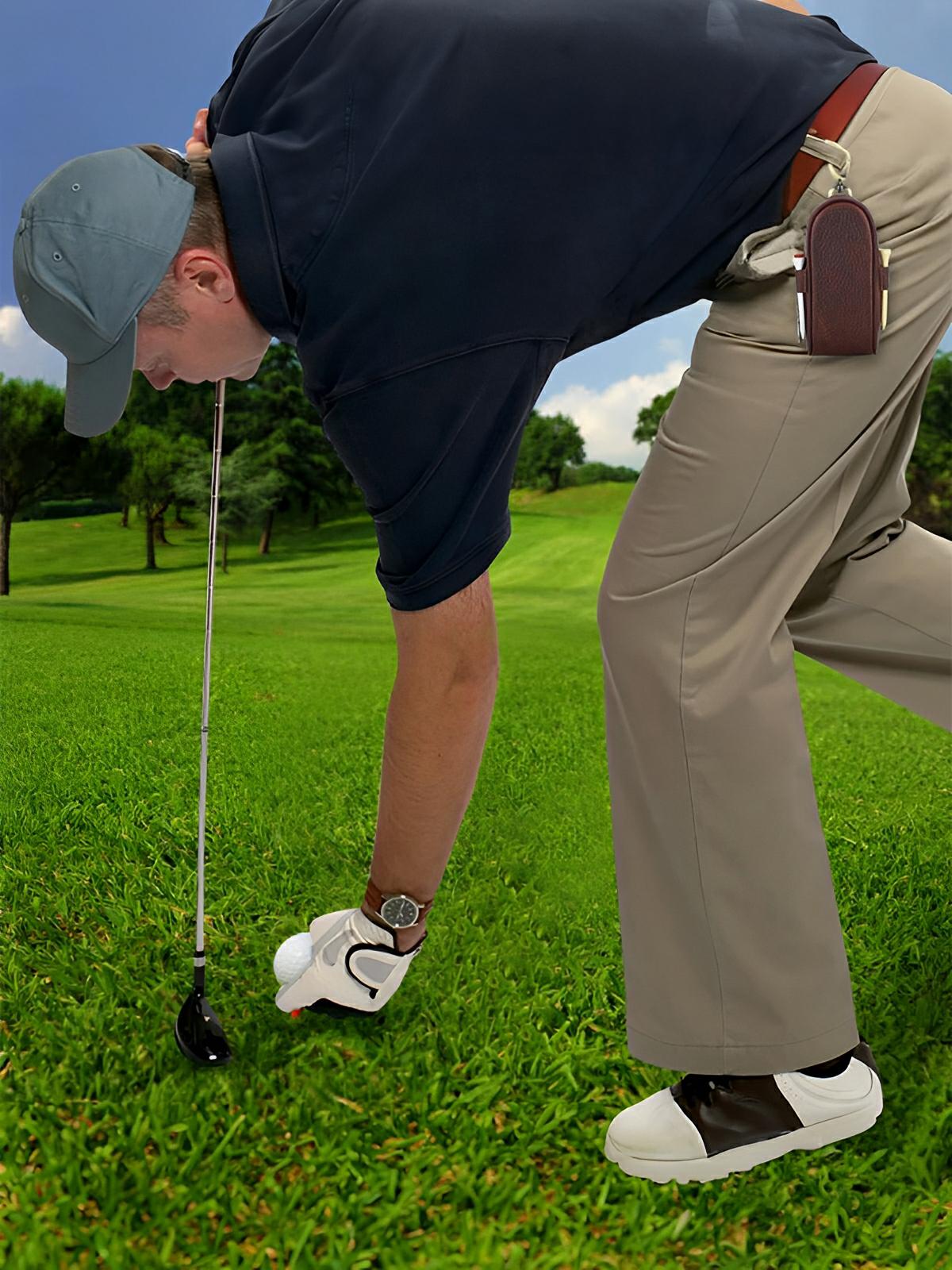 Étui pour balles de golf et tees, en cuir, transportable partout, modèle Ébrard - Coffret - Café