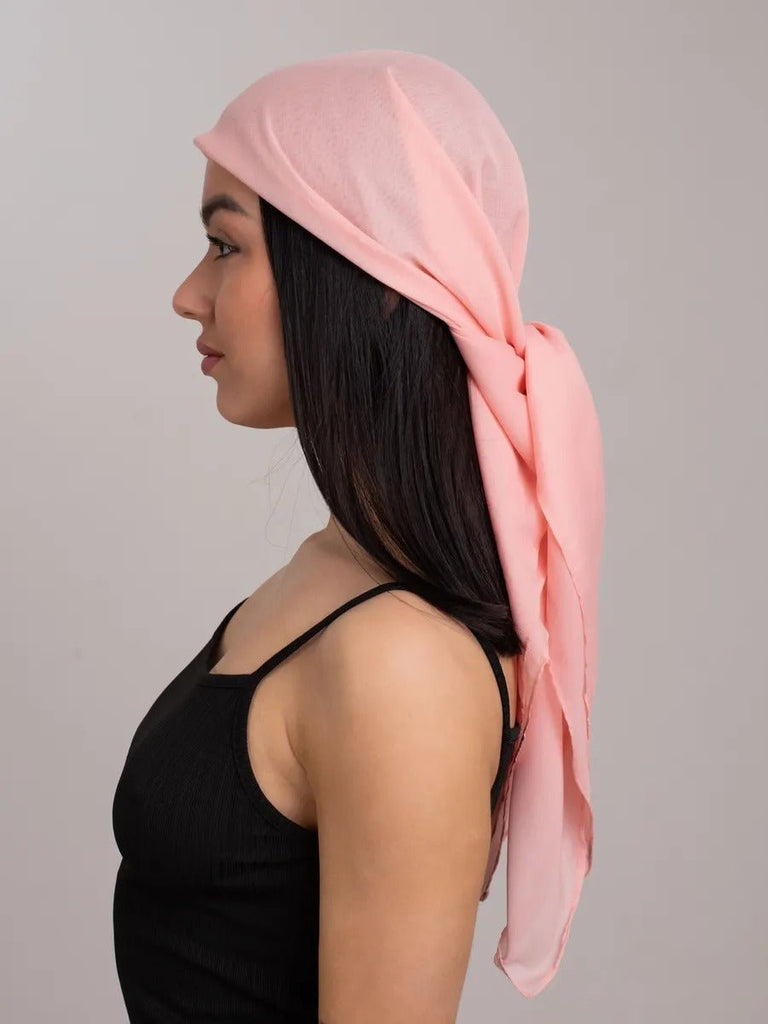 Foulard carré femme 95x95cm, soie imitation douce, coloris unis variés, accessoire polyvalent, léger printemps été, modèle Lala - Écharpe - Rose