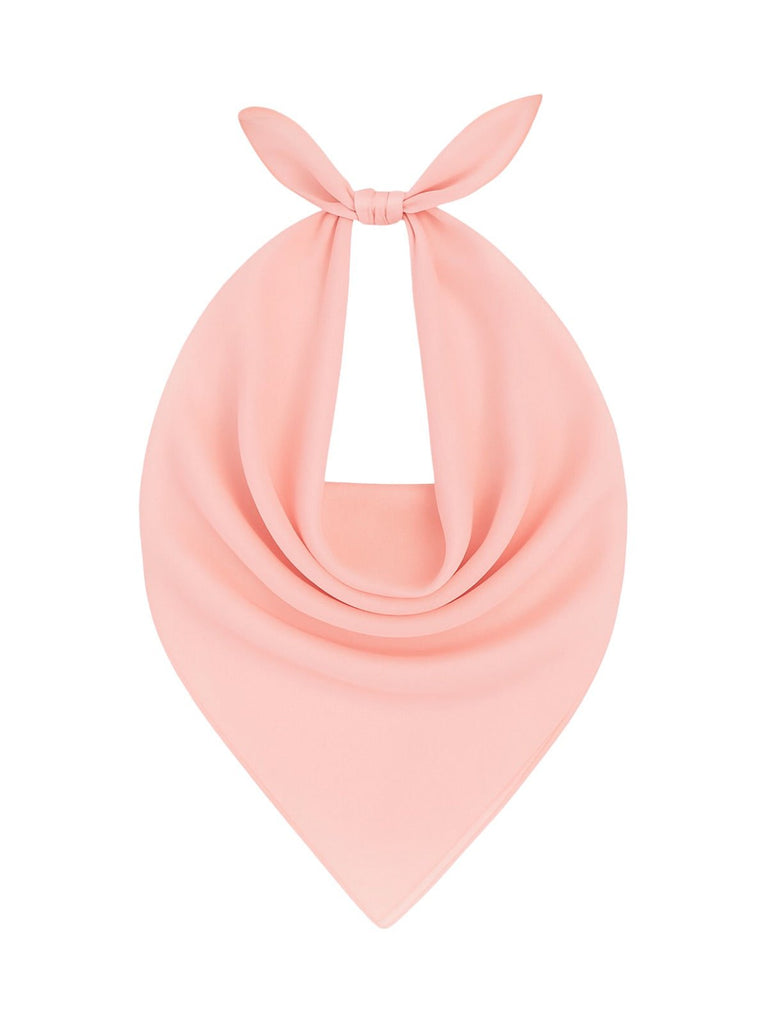 Foulard carré femme 95x95cm, soie imitation douce, coloris unis variés, accessoire polyvalent, léger printemps été, modèle Lala - Écharpe - Rose
