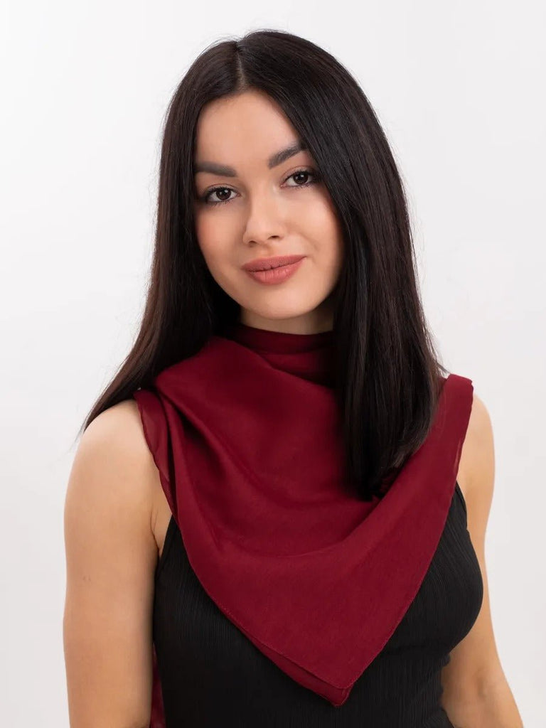 Foulard carré femme 95x95cm, soie imitation douce, coloris unis variés, accessoire polyvalent, léger printemps été, modèle Lala - Écharpe - Bordeaux