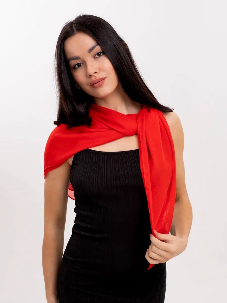 Foulard carré femme 95x95cm, soie imitation douce, coloris unis variés, accessoire polyvalent, léger printemps été, modèle Lala - Écharpe - Rouge