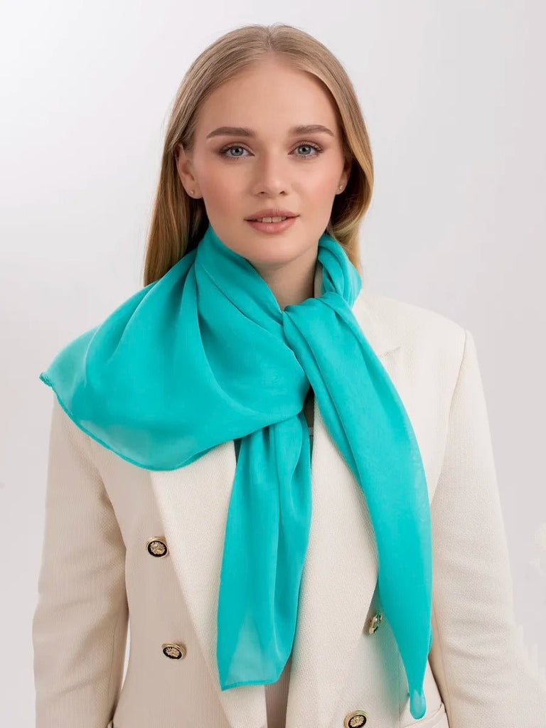 Foulard carré femme 95x95cm, soie imitation douce, coloris unis variés, accessoire polyvalent, léger printemps été, modèle Lala - Écharpe - Cyan