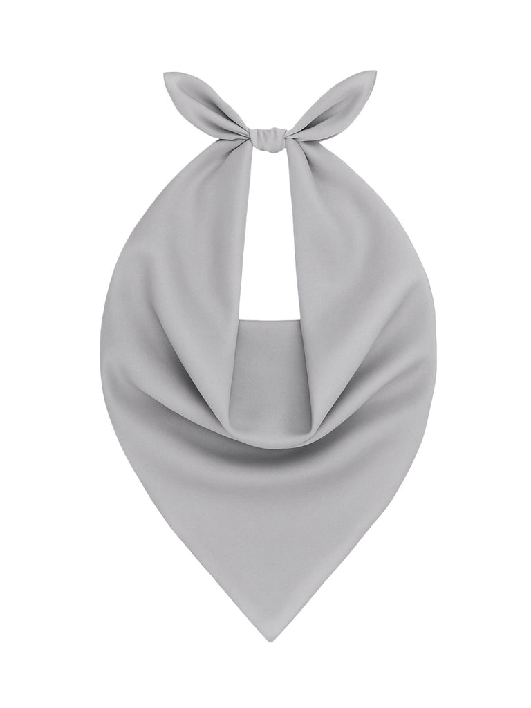 Foulard carré femme 95x95cm, soie imitation douce, coloris unis variés, accessoire polyvalent, léger printemps été, modèle Lala - Écharpe - Gris