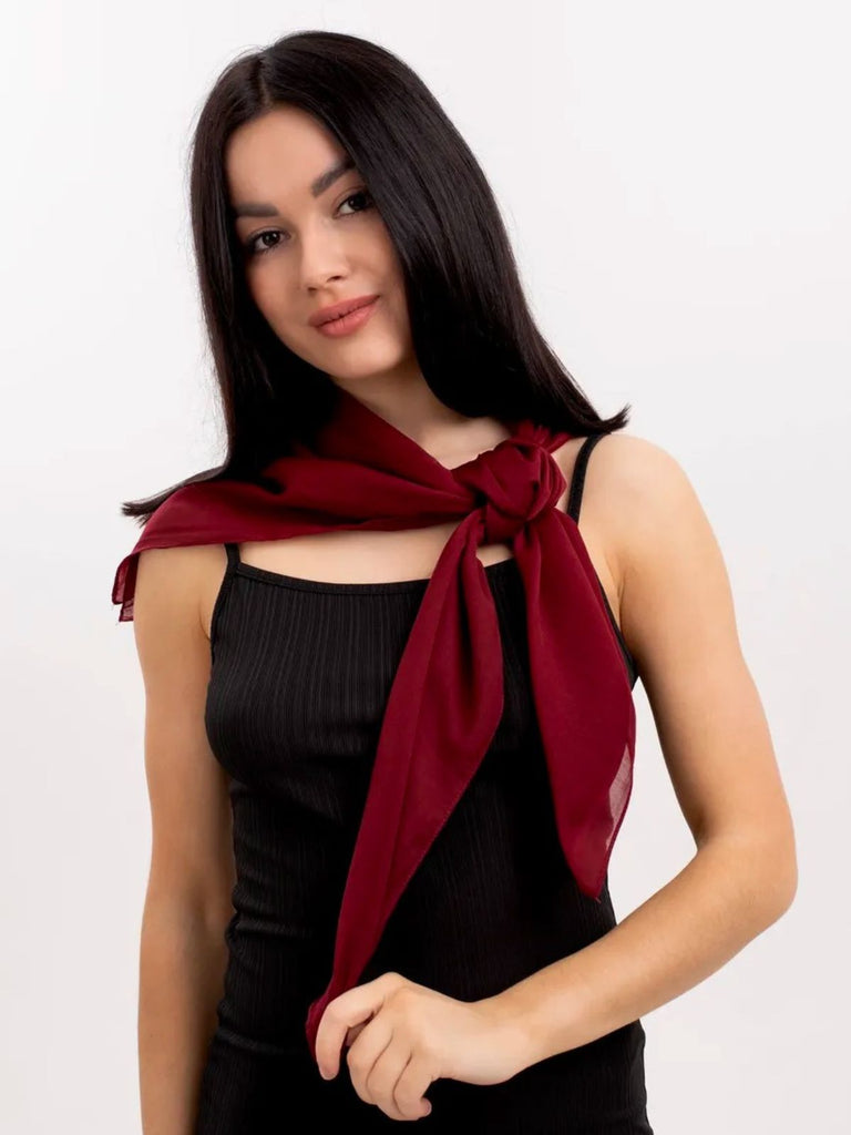 Foulard carré femme 95x95cm, soie imitation douce, coloris unis variés, accessoire polyvalent, léger printemps été, modèle Lala - Écharpe - Bordeaux