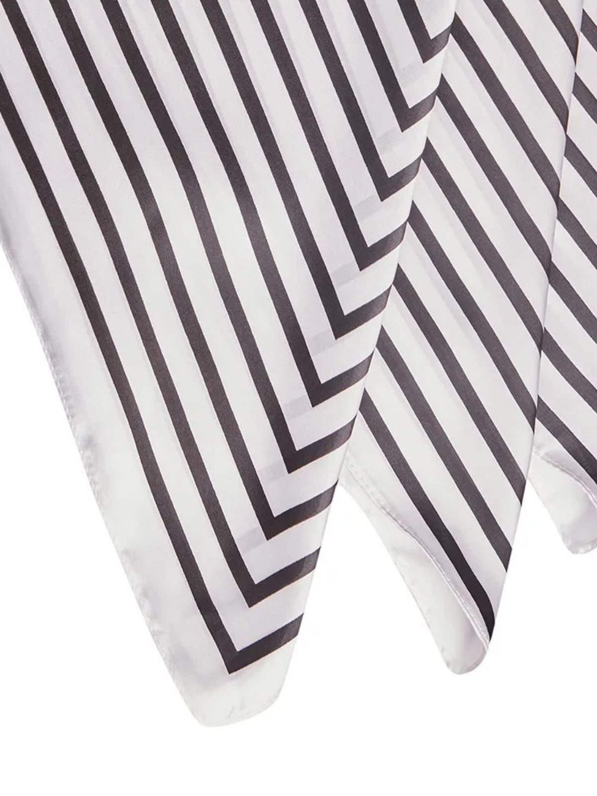 Foulard carré femme, aspect soie et viscose, motif graphique noir et blanc, accessoire cheveux ou cou, look chic printemps été, léger et doux, 90x90 cm, modèle Aurora - Écharpe - Blanc et noir