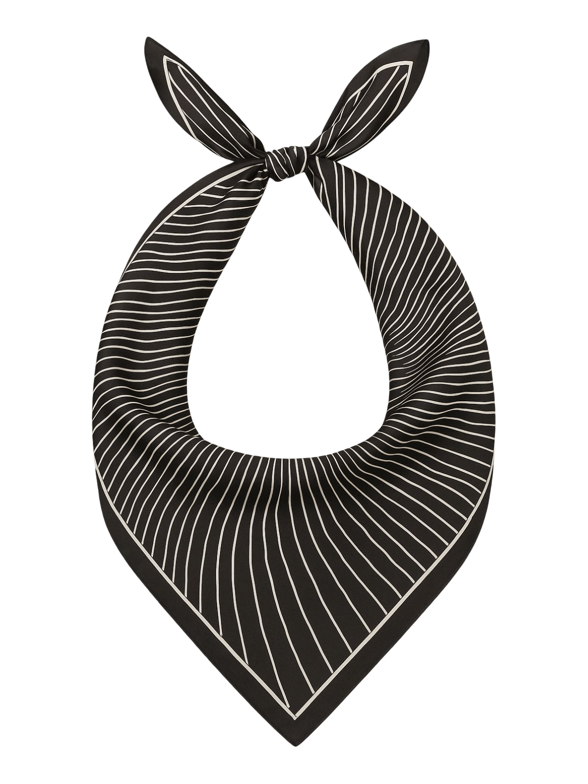 Foulard carré femme effet satiné noir blanc, foulard imprimé graphique chic, accessoire cheveux ou cou, foulard 90x90 cm en soie synthétique, foulard carré polyvalent, modèle Davinah - Écharpe - Noir