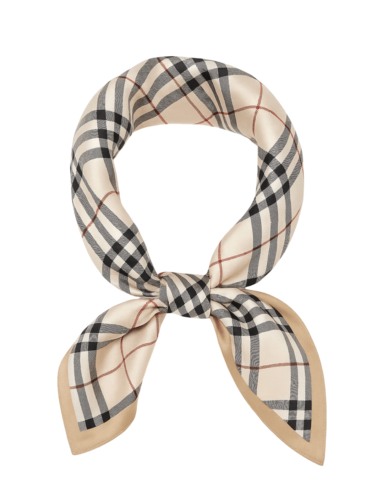 Foulard carré femme, effet satiné soyeux, imprimé tartan, 90x90 cm, accessoire multi - usage, foulard cheveux, châle léger modèle Yvanah - Écharpe - Beige