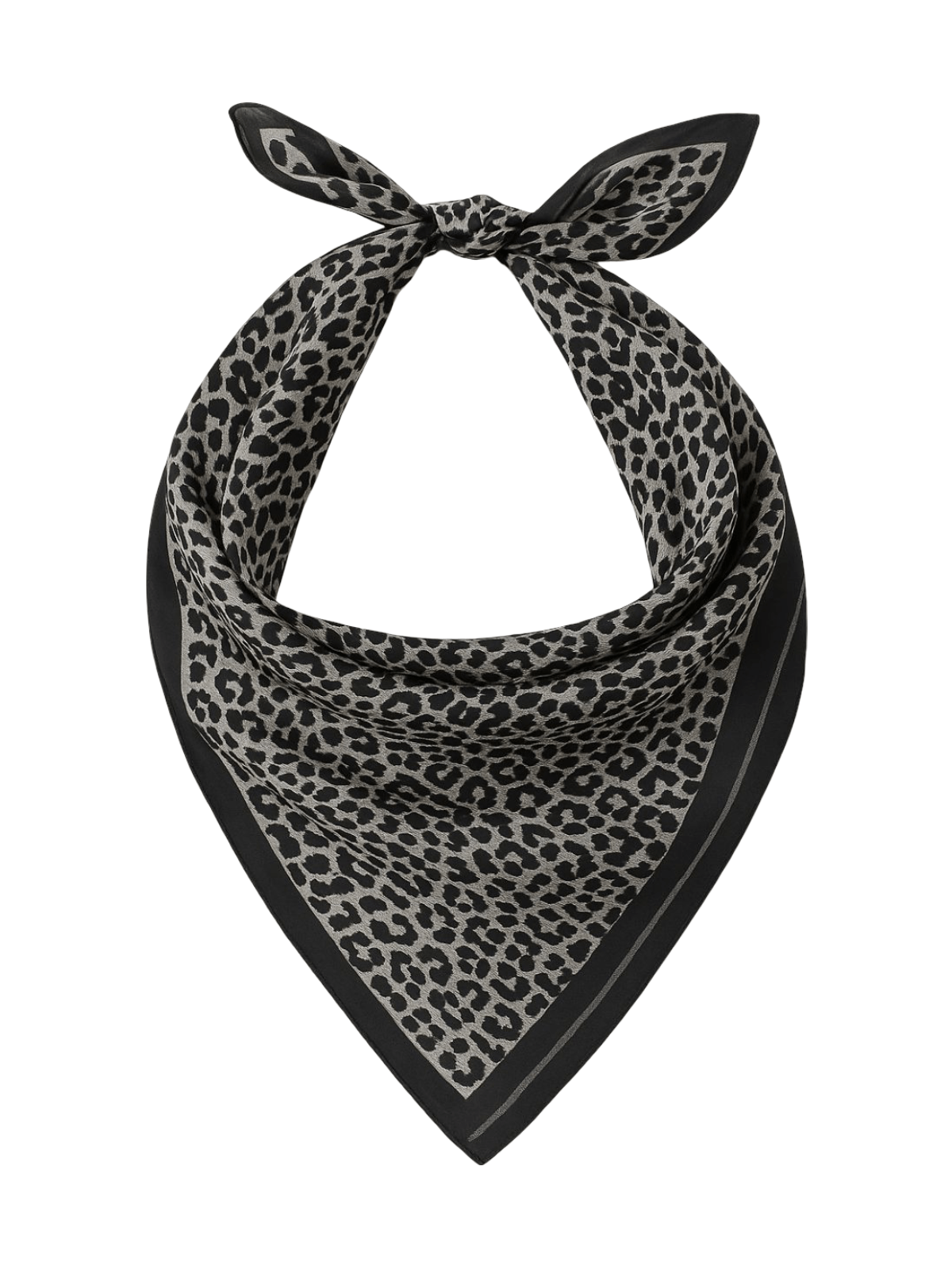 Foulard carré léopard, aspect soie noir et blanc, accessoire cheveux imprimé animal, foulard en satin polyester, carré mode femme, modèle Rebekah - Écharpe - Noir et Blanc
